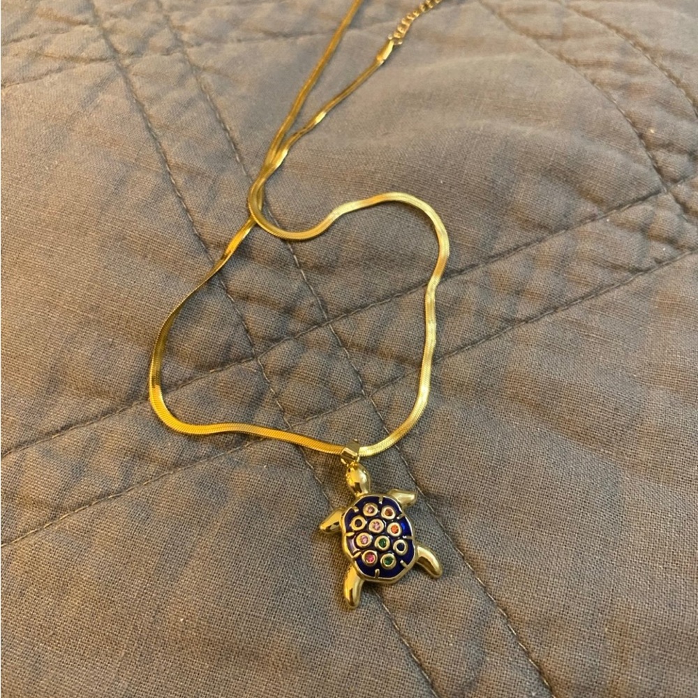Gold Turtle Pendant Necklace